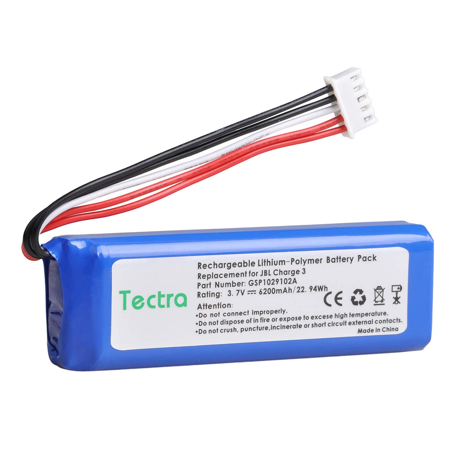 Tectra 6200mAh Rechargeable Battery for JBL Charge 3 2016 Portable Speaker, Fits for JBL GSP1029102A