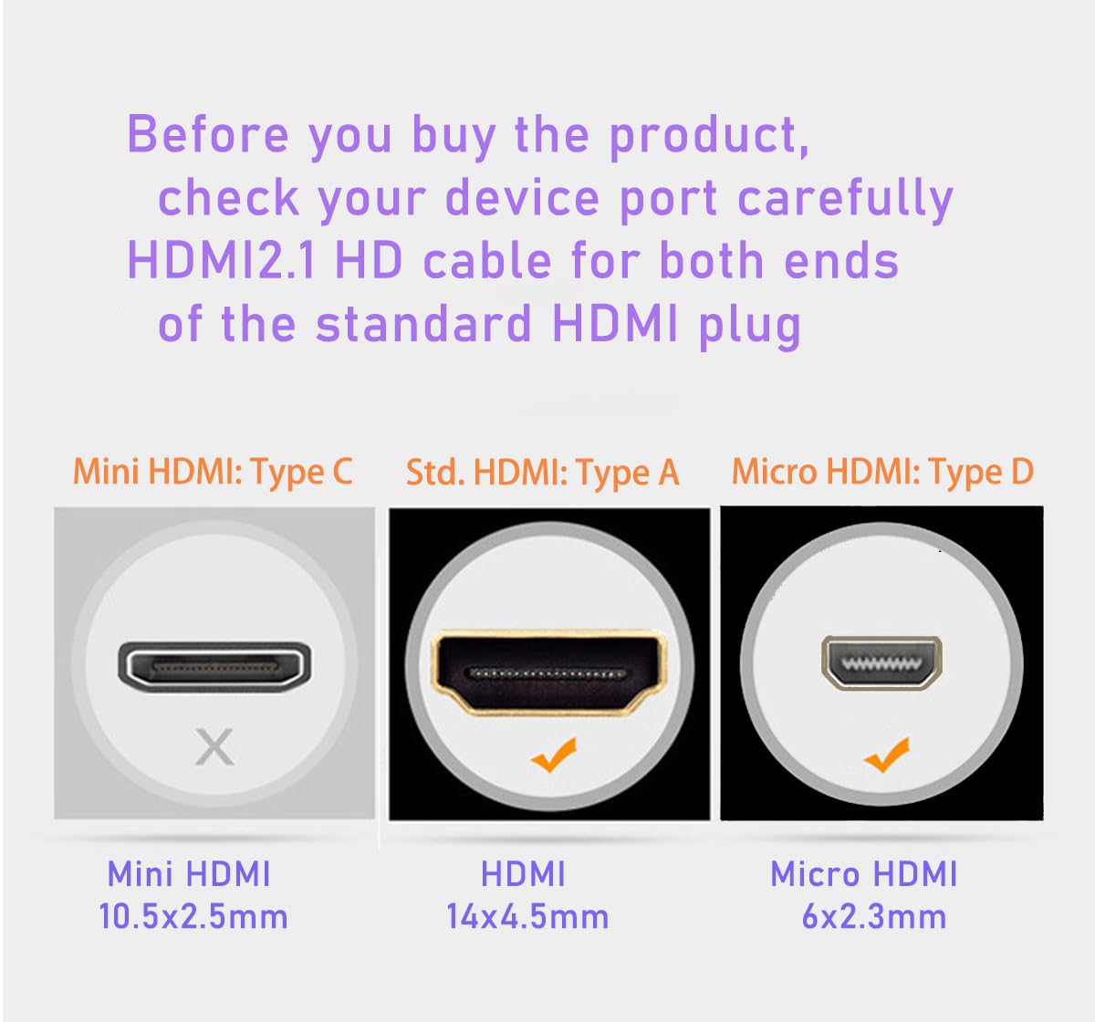 SkyeySnail 30ft 8K Fiber Optic HDMI Cable, Micro HDMI to HDMI 2.1, Detachable Type A+D, 48Gbps Ultra Speed, HDR, 3D, eARC, in Wall CL2 / CL3 Rated
