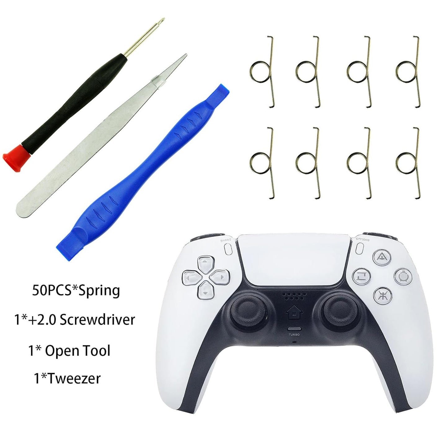 CTHTBZ 50Pcs Replacement L2 R2 Trigger Button Metal Springs Compatible with Playstation PS5 Controller Parts Repair Accessories, With Screwdriver