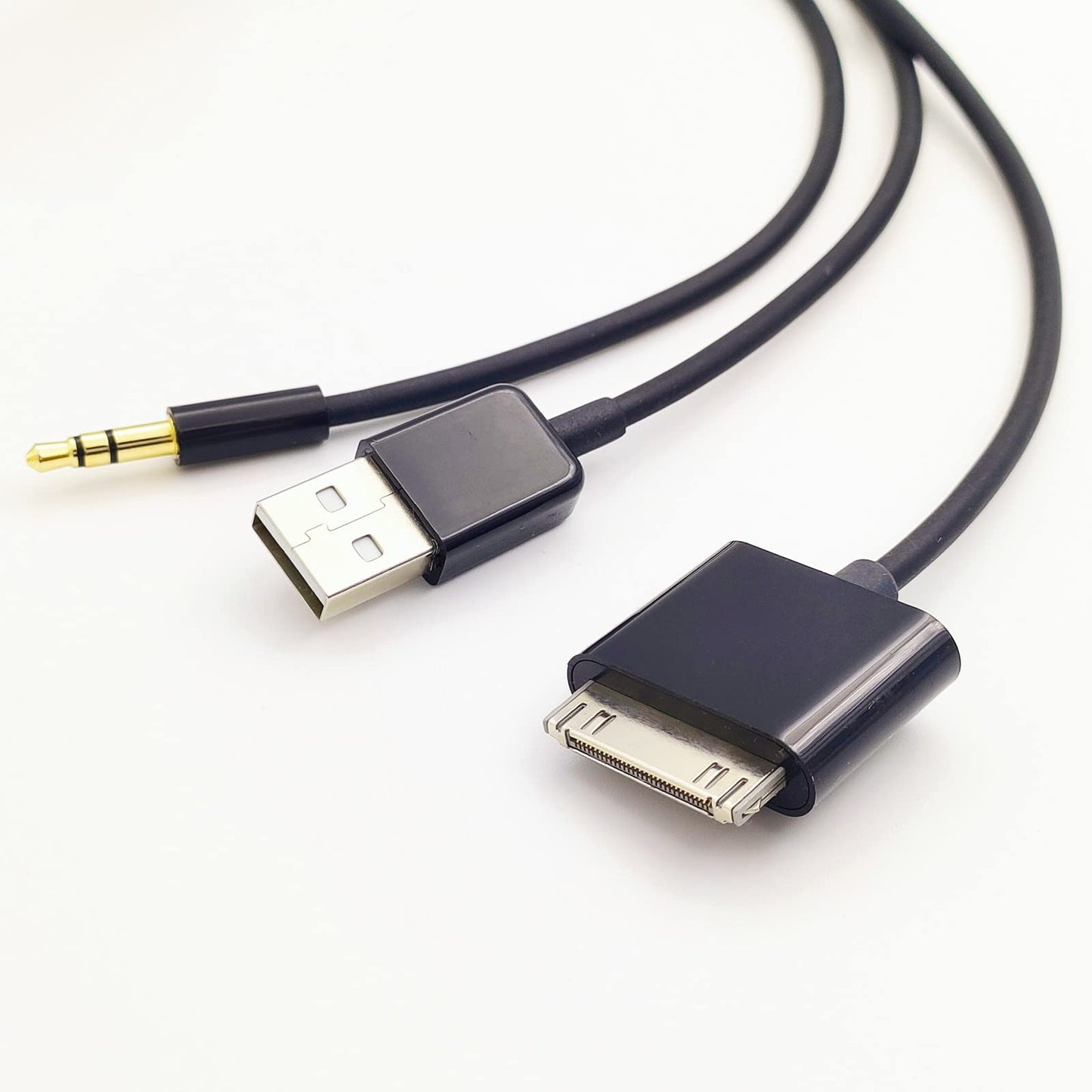 Arbove 30 Pin to AUX USB, 30 Pin Charger Dock to 3.5mm Car AUX Audio USB Charger Cable Data Sync Transfer & Charging for Phone 3G 4G Pod Touch (Black)