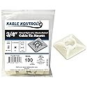 Kable Kontrol Zip Tie Mounts, 3/4” Sq, Natural White, 100 Pcs, Adhesive Backed Multi-Purpose Mounting Squares Nylon Cable Tie Wrap Anchor Pads
