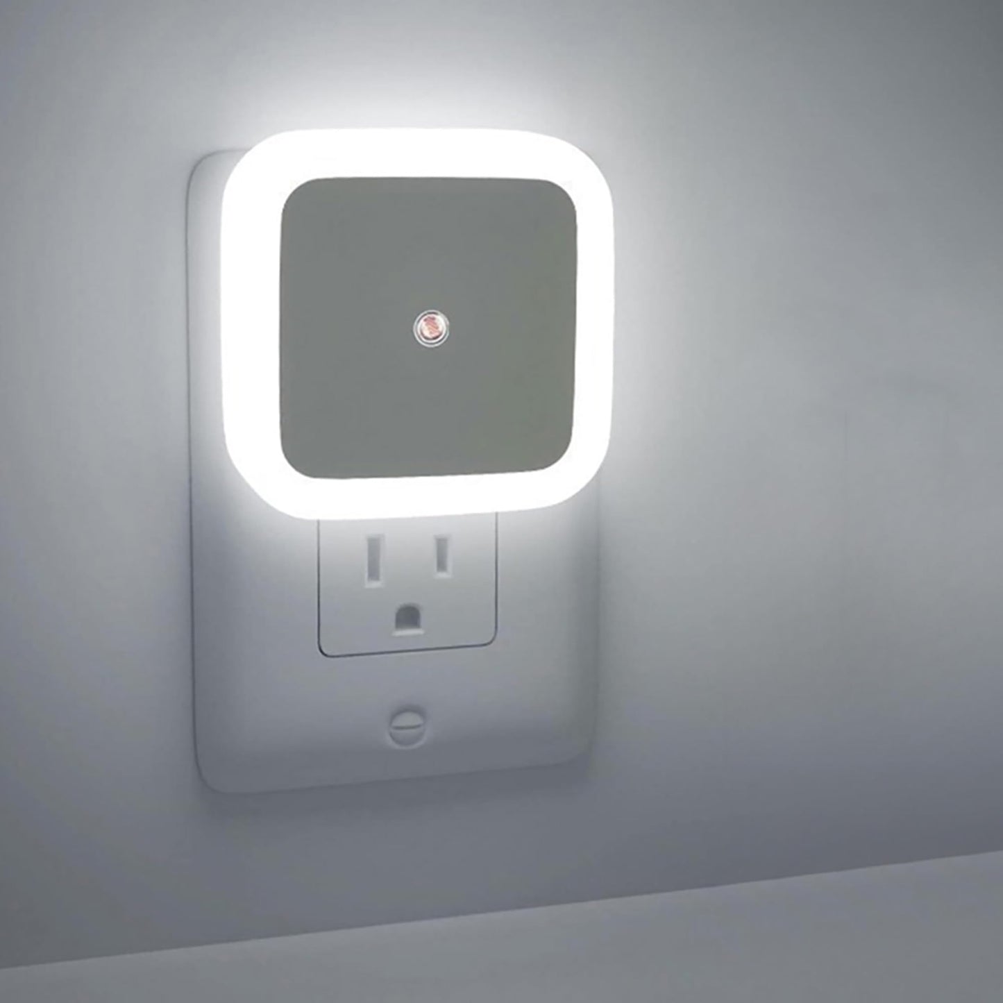 JRQLOV 6Pcs Square LED Night Light Intelligent Sensor Control Induction Energy-Saving Bedside Socket Lamp Room Hallway Toilet Wall Home Lighting