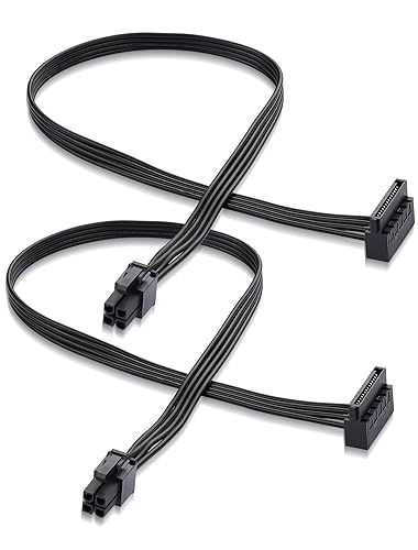 ELFJMZP ATX 4PIN to SATA 15 PIN Adapter Extension Cable for Mechanical HDDs, SSDs, DVD/CD-ROMs (16.6 in./42.2 cm)(Pack of 2)