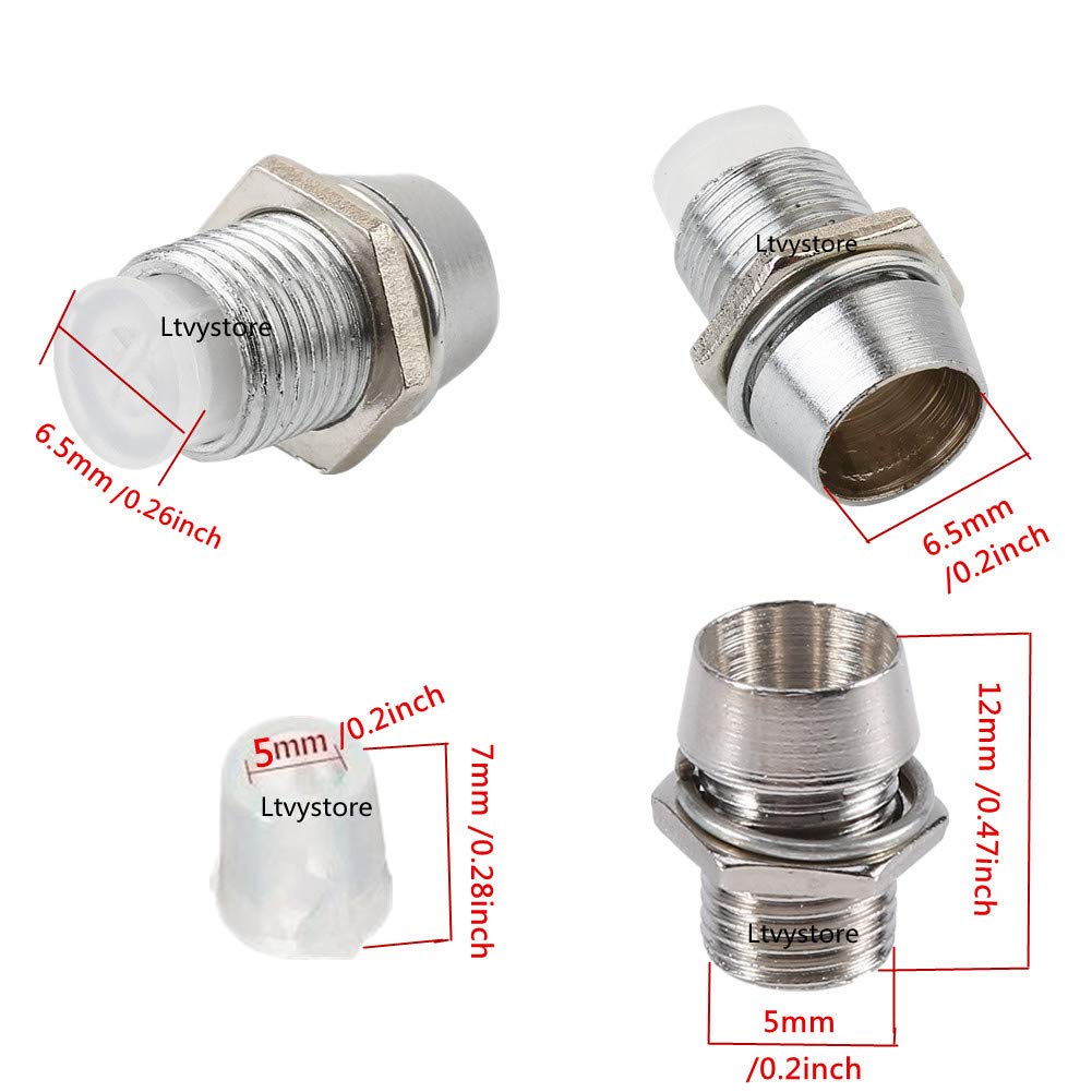 Ltvystore 30Pcs 5MM 12V White LED Pre Wired Lamp Light Bulb Prewired Emitting Diode & 30Pcs Metal 5mm LED Clip Holder Panel Mount & 10Pcs 9V Battery