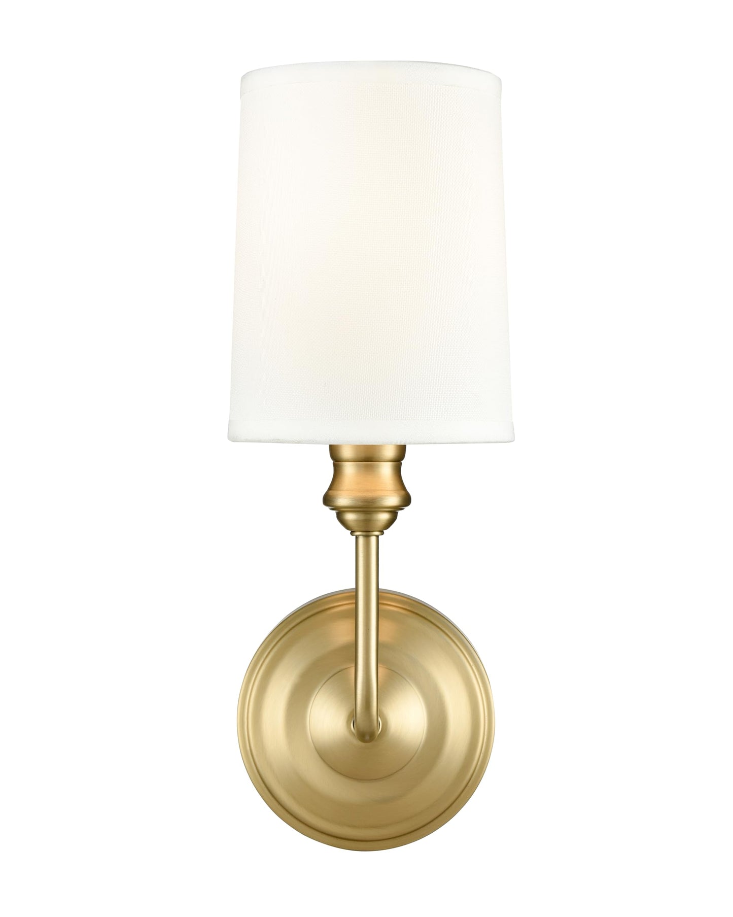 ML Lighting | Leena Collection | 99801-VB | Indoor 1 Light Wall Sconce in Vintage Brass with White Fabric Shade | Elegant and Versatile Design for Any