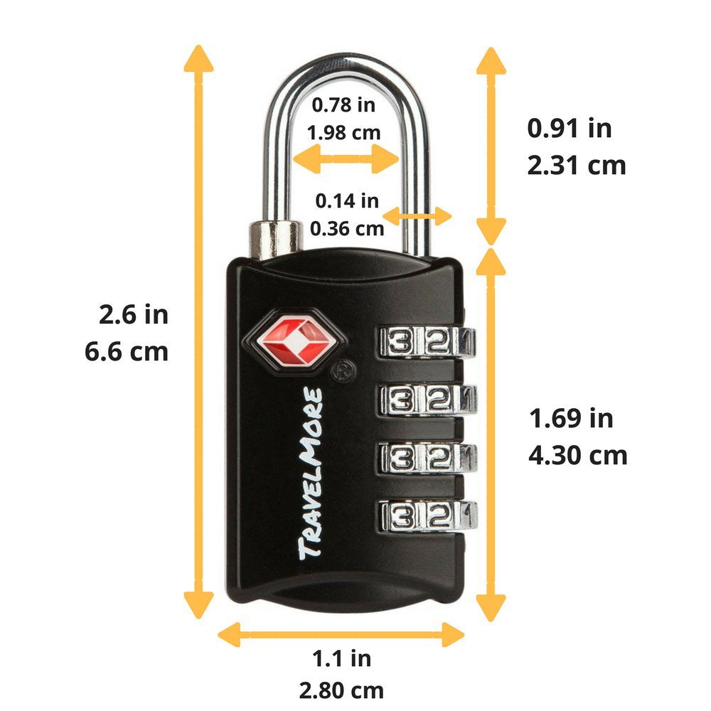 5 Pack TSA Approved Luggage Locks – 4 Digit Resettable Combination Padlocks for Travel, Suitcases, Backpacks & Baggage (Black)