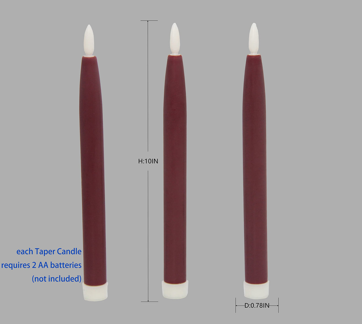 HVTDECOR Flameless Taper Candles Battery Operated with Timer and Remote, LED Real Wax Tapered Dinner Candle, Window Candle Set of 3. Centerpieces