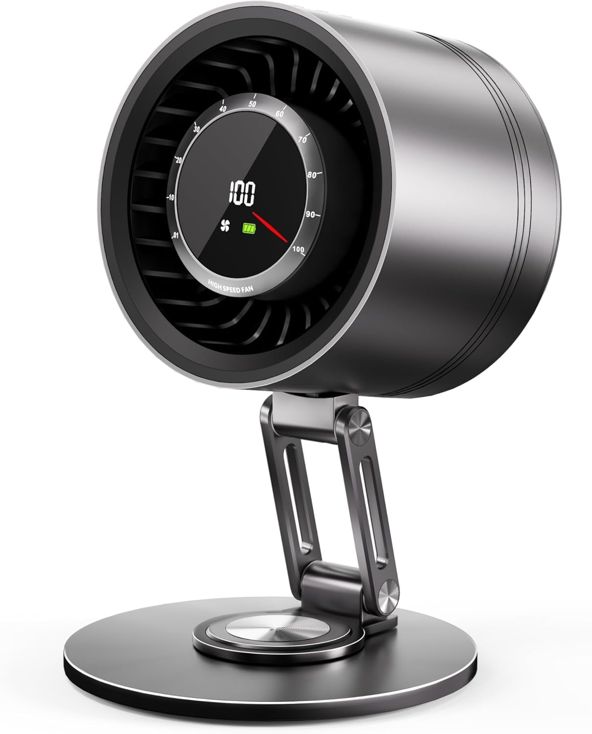 Yibest Titanium Alloy USB Desk Fan, Foldable 3D Airflow Desk Air Circulator, 23dB Quiet BLDC Motor, 5000mAh Battery (8H Runtime), 10 Speeds with LED