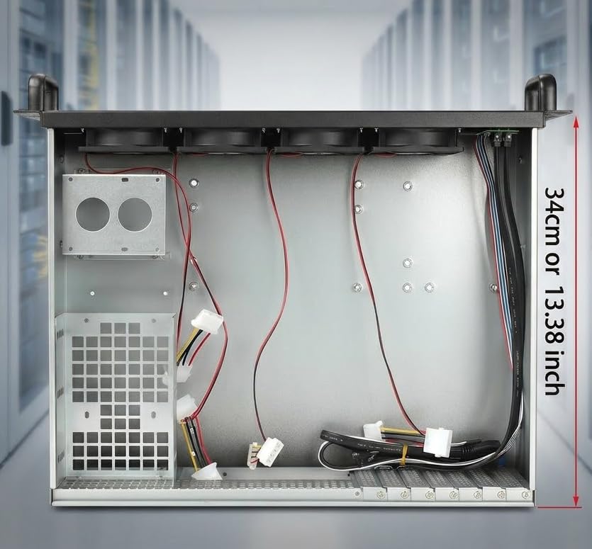 IPCHASSIS 2U Industrial Computer Case Rackmount Chassis Short Depth 13.38" Support ATX Motherboard Use Flex ATX PSU