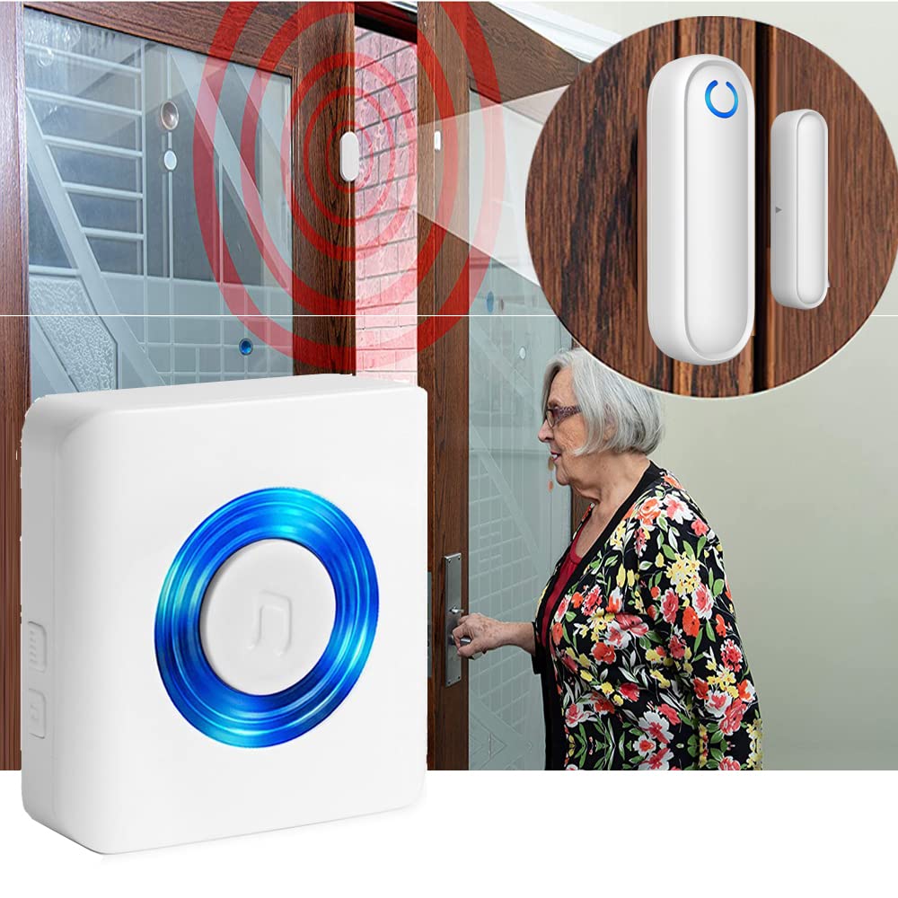 YisTech Caregiver Pager Door Alarms for Dementia Patients/Kids Safety/Home Security,Wireless Door Alarm Sensor for Elderly/Business/Home/Store (Three