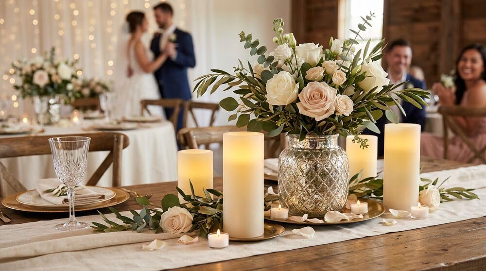 Mikasa LED Pillar Candle, White Real Wax Flameless Candle with Flickering Light, 5-Hour Timer, 4 x 8 Inch, Battery Operated Decorative Candle for Home