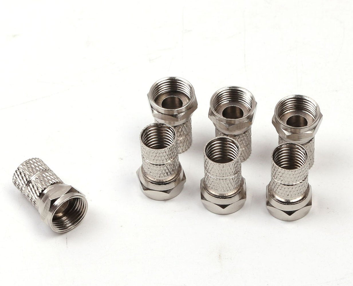 PENTA ANGEL RG6 F-Type Twist-On Coaxial Cable Connector Adapter Plug, 6PCS (Silver)