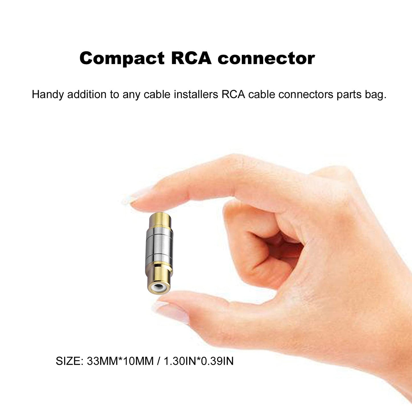 Borsuer 2Pcs RCA Female to Female Coupler Gold Plated Video and Audio Female Adapters Barrel connectors Extend RCA Cables