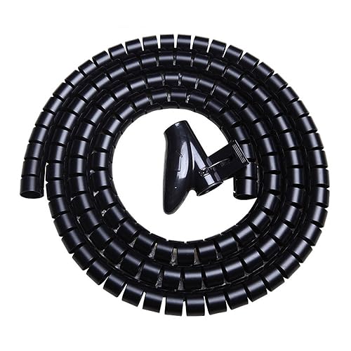 Cable Bundler Organizer Flexible & Expandable Cable Management Sleeve Coiled Tube Cable Collector- Dia. 0.87 Inch 9.5 Foot Length Black