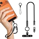 MoKo 2-in-1 Phone Wrist Lanyard USB C Cable, PD240W USB-C to USB-C Type-C Fast Charging Cable, Anti Theft Phone Strap with Metal 360° Tether Tab