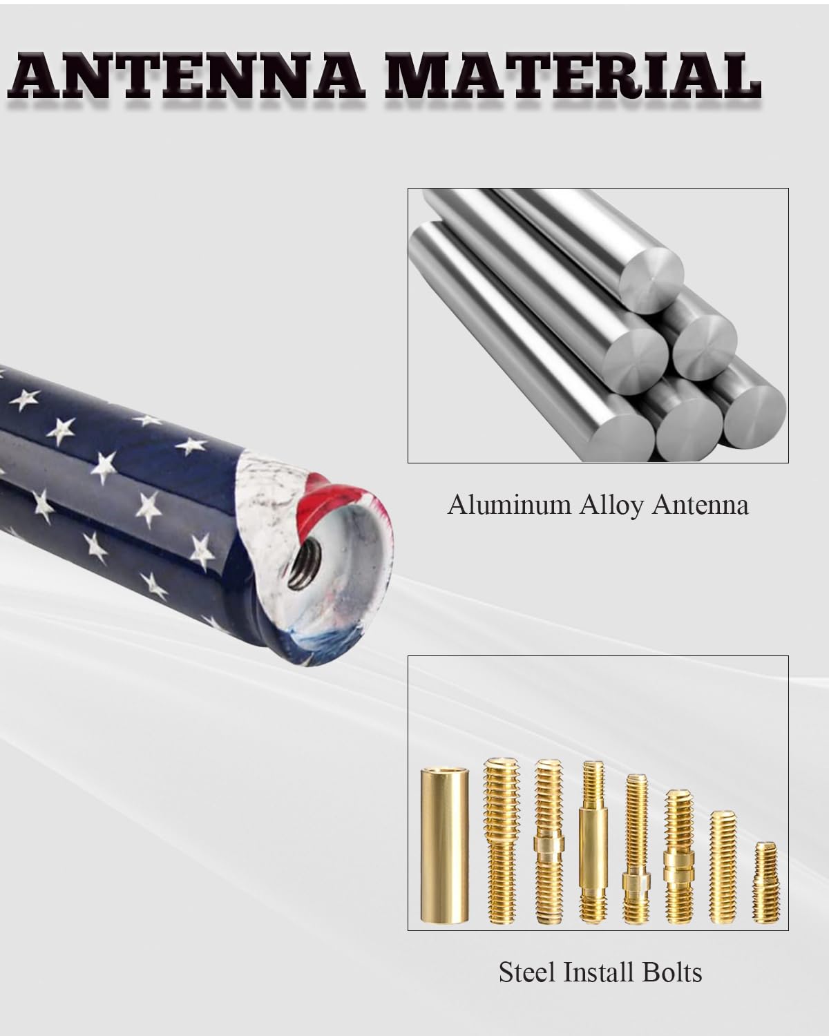American Flag Antenna, Car Truck 5.5’’ Antenna Wash-Proof Radio Antenna Aluminum Short Antenna Truck Exterior Decoration Accessories AM/FM Radio