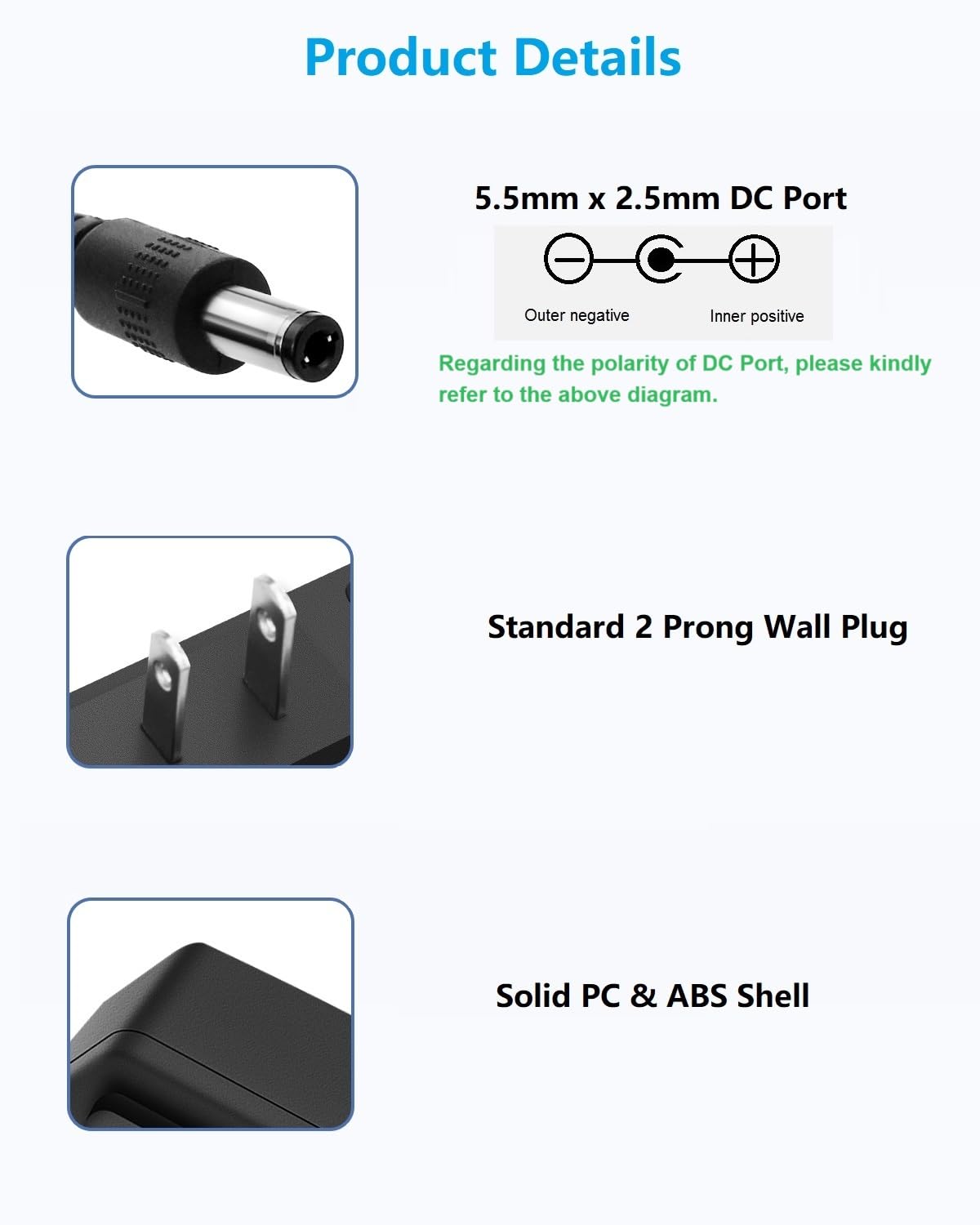 9V DC Power Supply 1A AC Adapter, DC 9V Power Cord, 100-240V 50/60Hz 9 Volts 1Amp Transformer, 5.5mm x 2.5mm Plug & 8 Tips