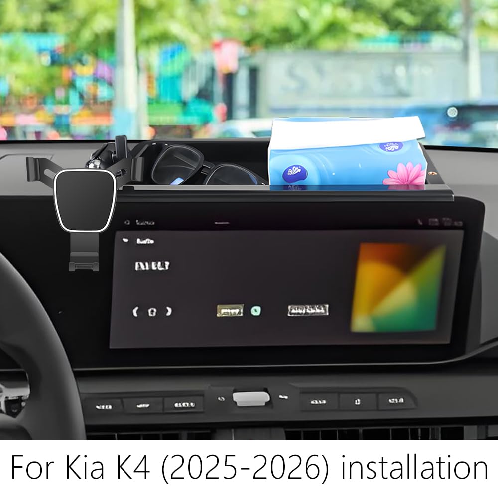 LUNQIN Car Phone Holder Center Console Organizer for Kia K4 2025 2026 Auto Accessories Navigation Bracket Interior Decoration Screen Dash Board Mobile