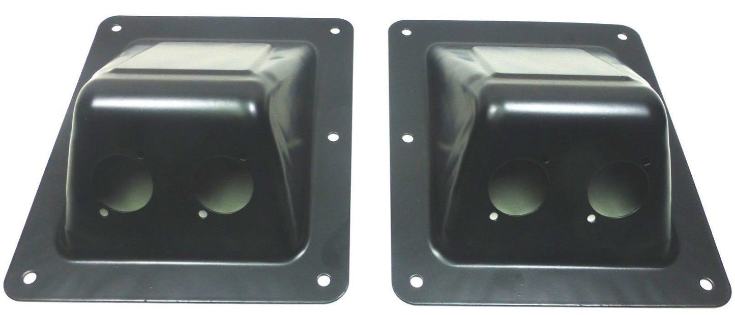 (2) Two Black Large Recessed Dish Plates for Speakon or XLR Connectors.