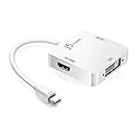 j5create Mini DisplayPort to 4k DisplayPort/4K HDMI/DVI Adapter | DisplayPort Male Connector | 3 in 1 Display Adapter | Compatible with Mac OS