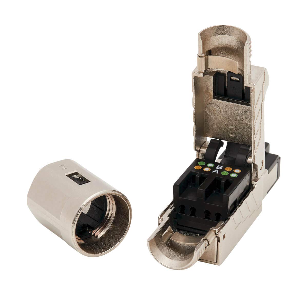 TRIPP LITE Cat6a RJ45 Termination Plug, Cat6a Ethernet Connector, MPTL, Tool-Free Shielded Plug, 100W High-Power PoE & PoE++, TAA, Black