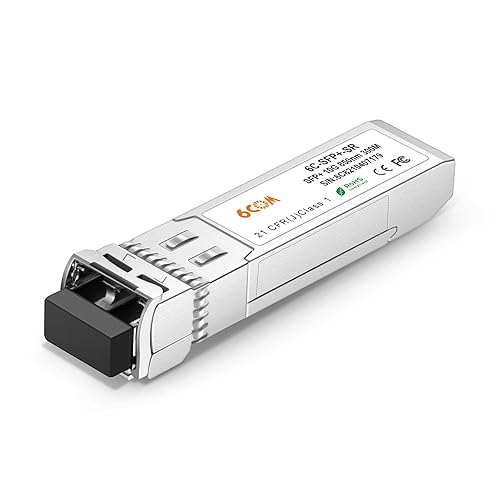 6COM 10GBase-SR SFP+ Transceiver, 10G 850nm Duplex LC Connector Multi-Mode Module, up to 300 Meters, for Ubiquiti UF-MM-10G and Other Open Switches