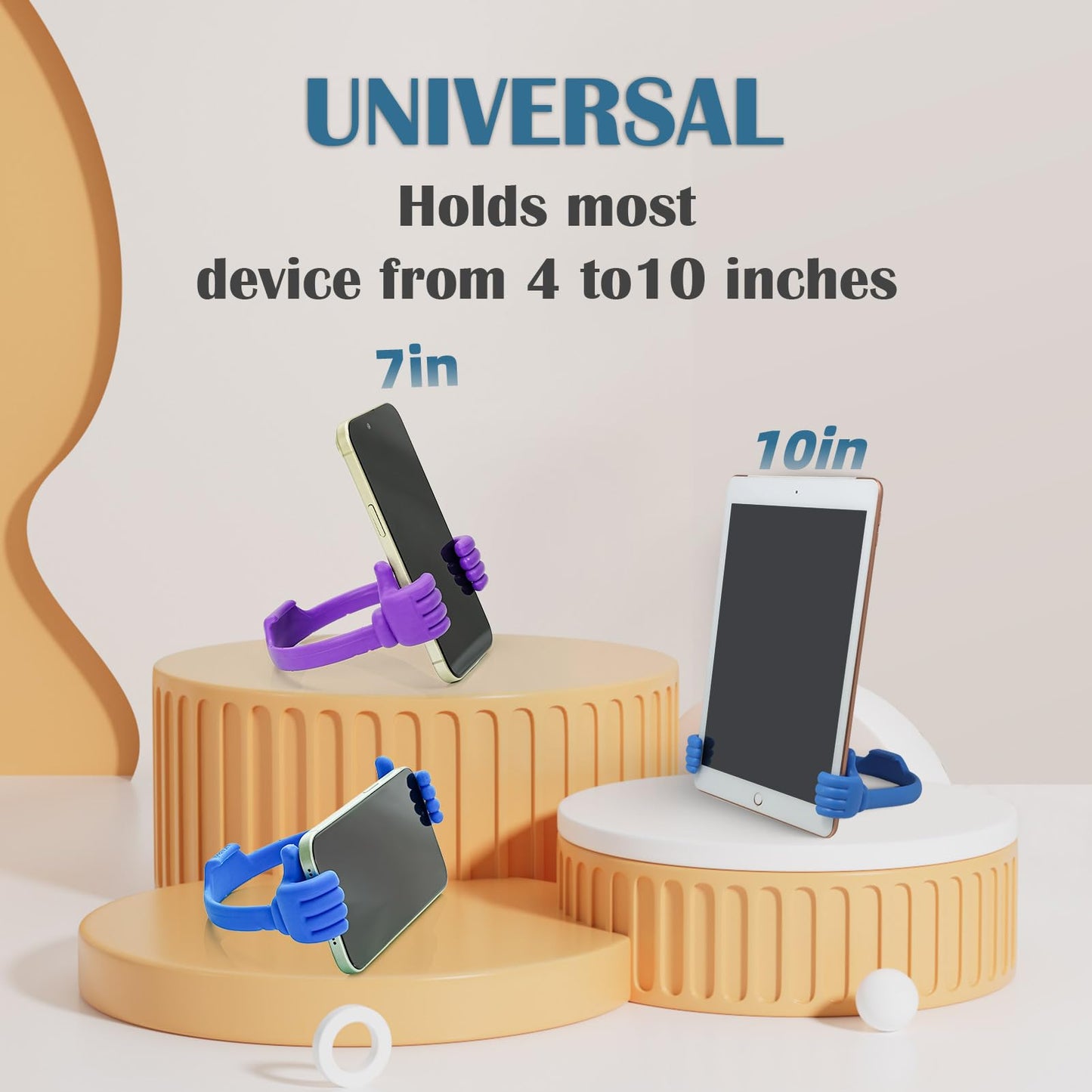 HONSKY Thumbs-Up Phone Stand for Tablets, E-Readers and Smart Phones - Green/Purple - 2 Count