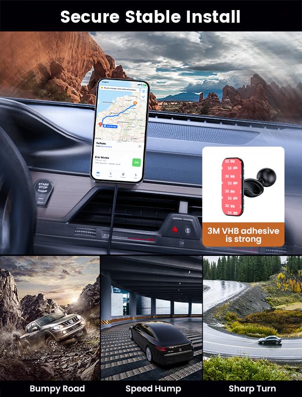 MOKPR for Magsafe Car Mount Charger-15W Wireless Car Charger-Magnetic Car Phone Holder for Dash Air Vent-LED RGB HandsFree Car Mount Fast Car Charger
