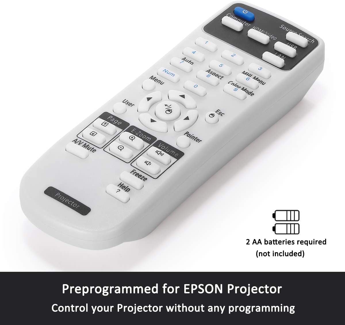 Litance Projector Remote Control for Epson 2181788 PowerLite 585W 575W 535W 108 109W 530 570 580 1930 1935 Home Cinema 1060 1040 660 BrightLink 585Wi
