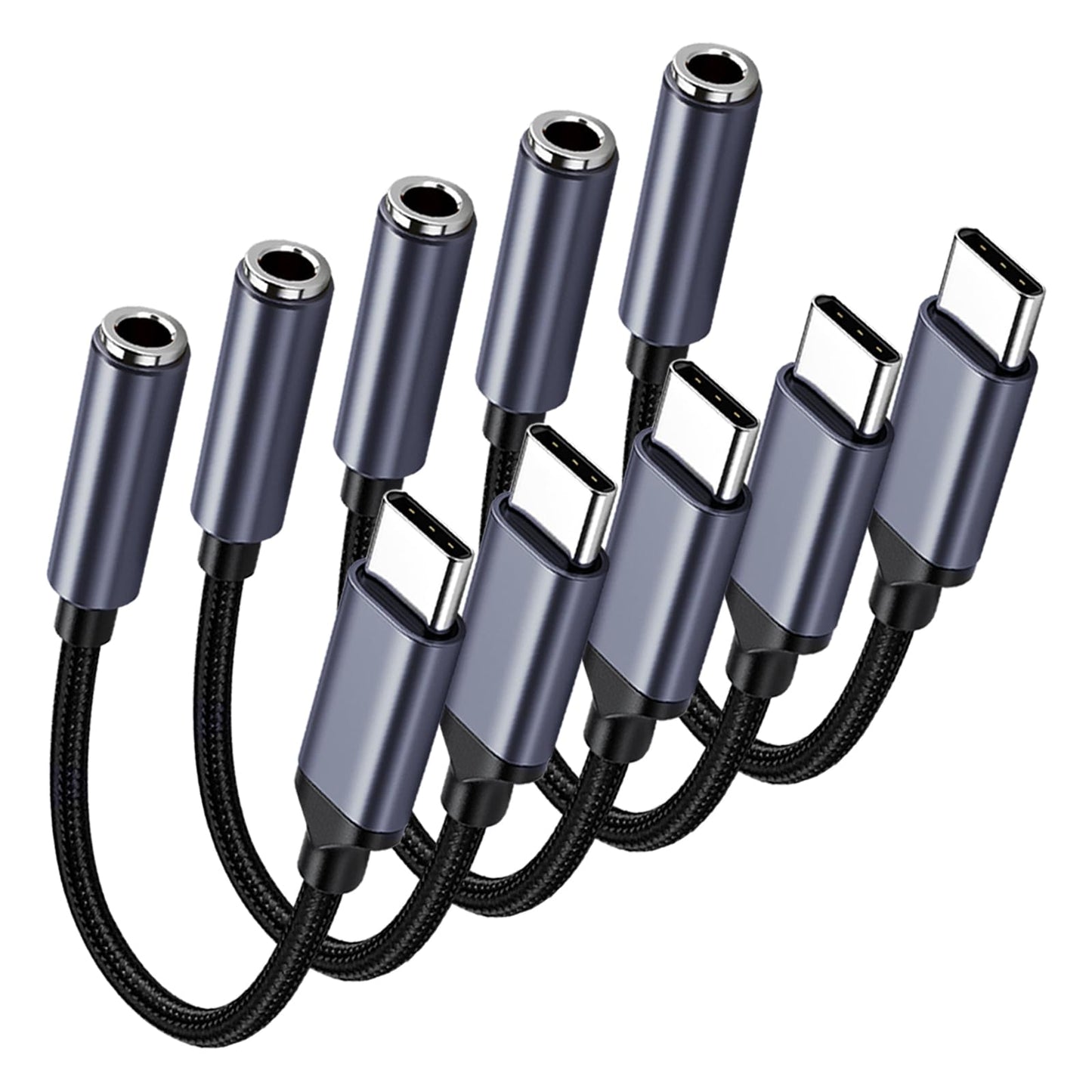 5 Pack USB C to 3.5mm Headphone Jack Adapter Type C Audio Aux Cable Dongle Compatible with iPhone 16/15/15 Plus/15 Pro/15 Pro Max/iPad/Pixel, Samsung