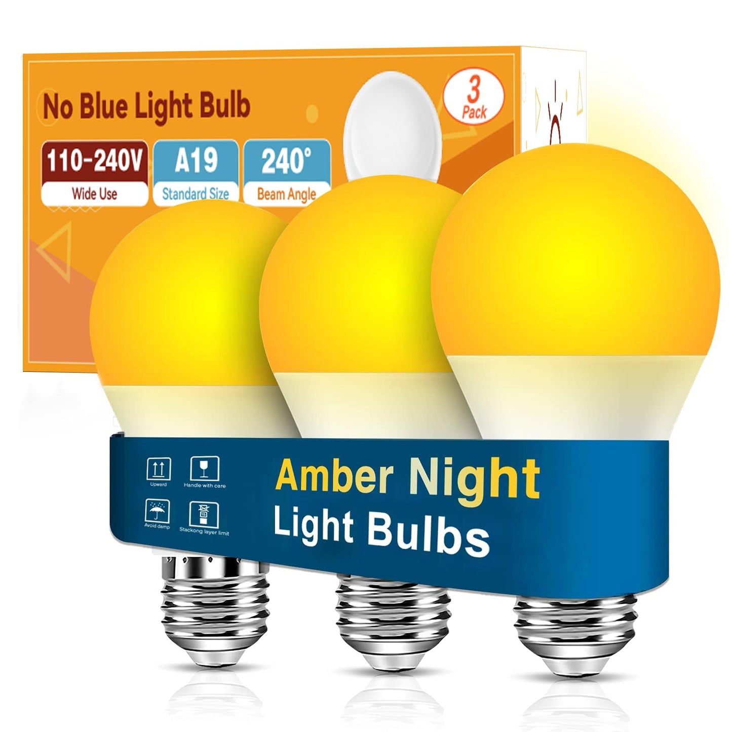 Neporal Amber Light Bulbs, 9W 60W Equivalent A19 Soft Light Bulb, Blue Light Blocking Warm Light Bulbs, 1800K Amber Night Light Bulb, Dim Bulb