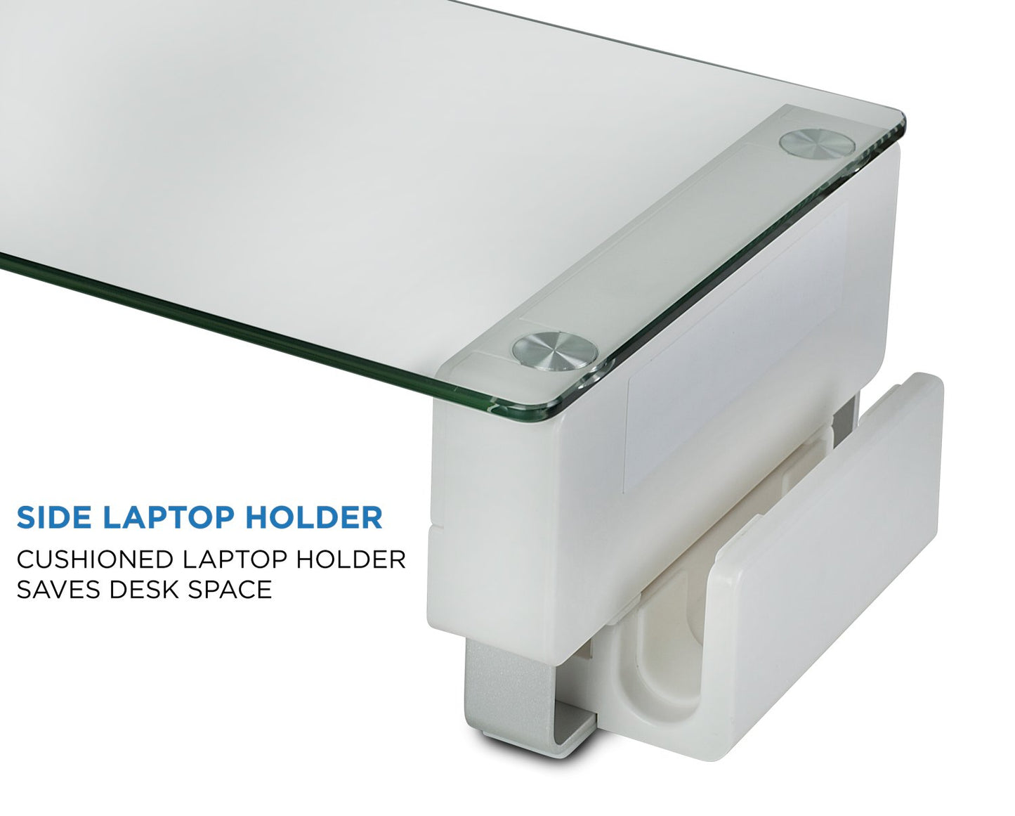 Mount-It! Glass Monitor Stand with 3 USB Ports | Desktop Riser Fits 24, 27, 30, 32 Inch Screens, 66 Lbs Capacity