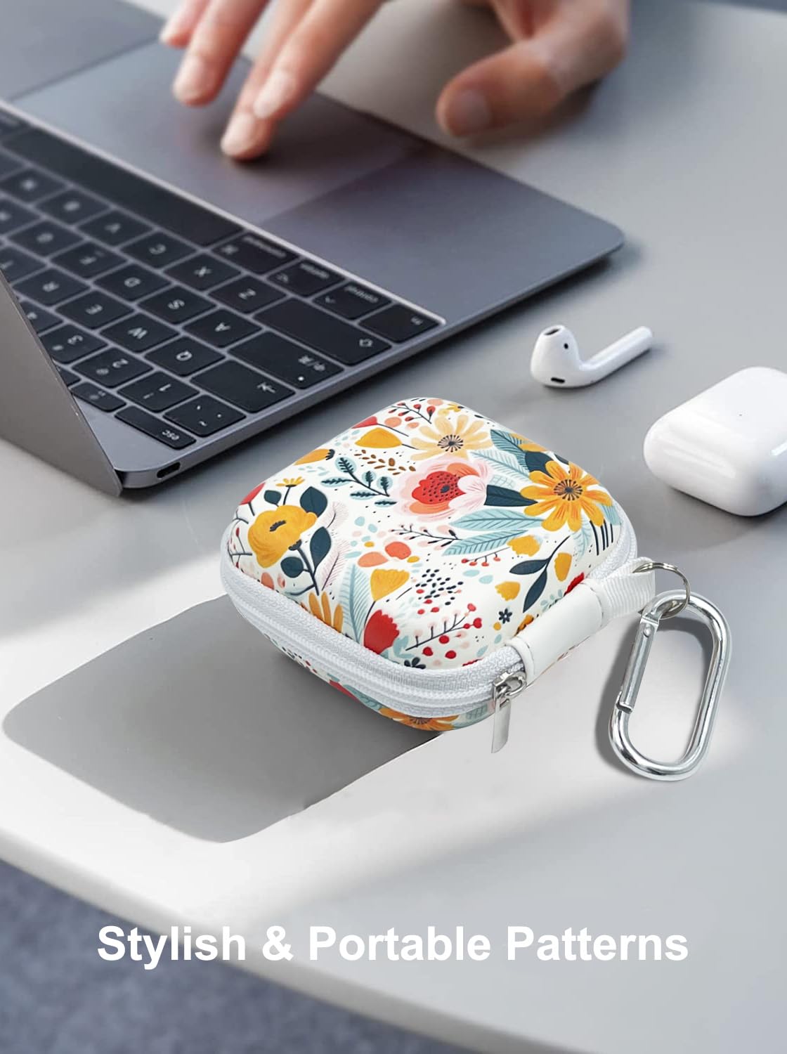 Earbud Case Headphone Organizer Ear Bud Case Portable EVA Carrying Box Storage Bag with Carabiner for AirPods Beats Bose Galaxy Buds 4/3/FE Data Cable