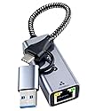 Ethernet to USB Adapter, 1Gbps USB to RJ45 Gigabit LAN, USB 3.0 Ethernet Adapter Compatibility 10/100/1000Mbps. Compatible with Laptops, PC, Mac OS