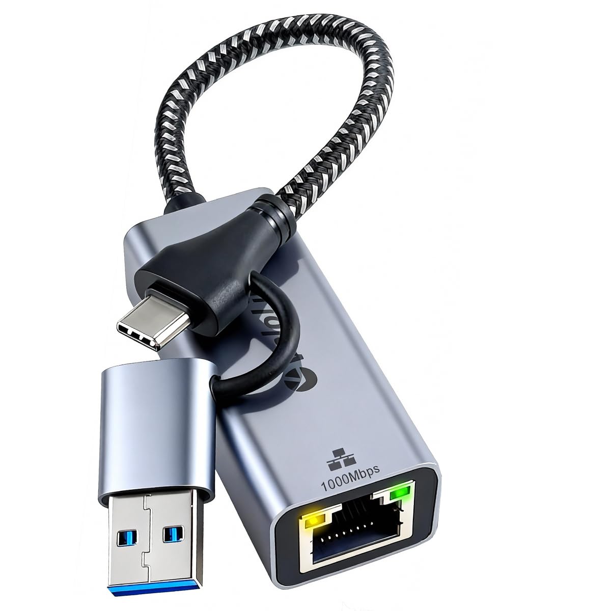 Ethernet to USB Adapter, 1Gbps USB to RJ45 Gigabit LAN, USB 3.0 Ethernet Adapter Compatibility 10/100/1000Mbps. Compatible with Laptops, PC, Mac OS