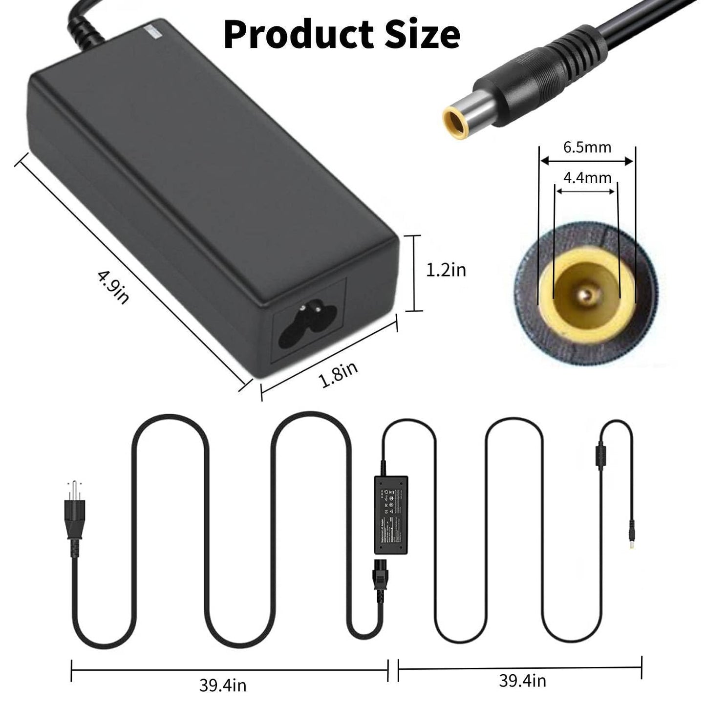 DC 19V Power Cord for LG Monitor, 6.6FT DC in Power Supply (for LG 32" 27" 24" 23" 22" 20" 19" Monitor/Ultrawide)