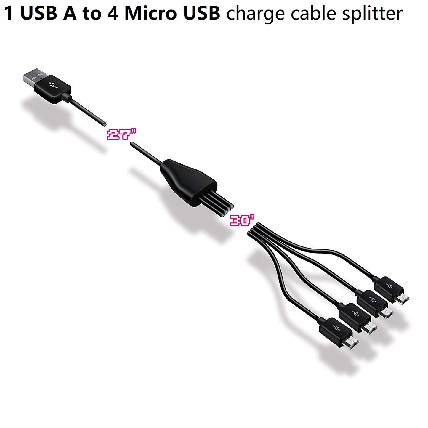 My Arcade Multi-Cable - USB Splitter Cable for Micro Player Mini Arcade Cabinets - 1 USB A to 4 Micro USB - Connects up to 4 Micro Players