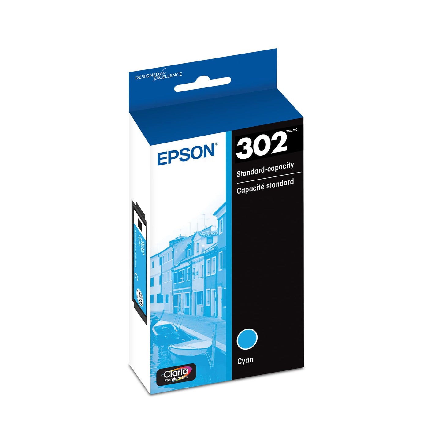 EPSON 302 Claria Premium Ink Standard Capacity Cyan Cartridge (T302220-S) Works with Expression XP-6000, 6100