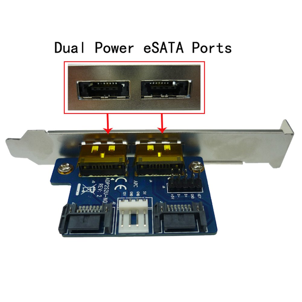 JIUWU Desktop Computer Dual Port SATA to Power eSATA eSATAp 9Pin to USB 2.0 Converter Expansion Rear Bracket Card