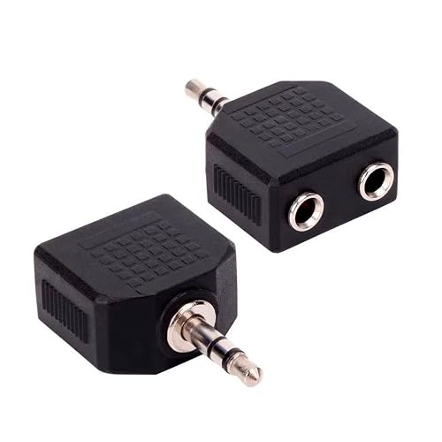 Sairps 3.5mm +Headphone +Splitter, Double Headphone Jack Adapter 3.5mm to 1/8 Adapter y Splitter-2 Pack