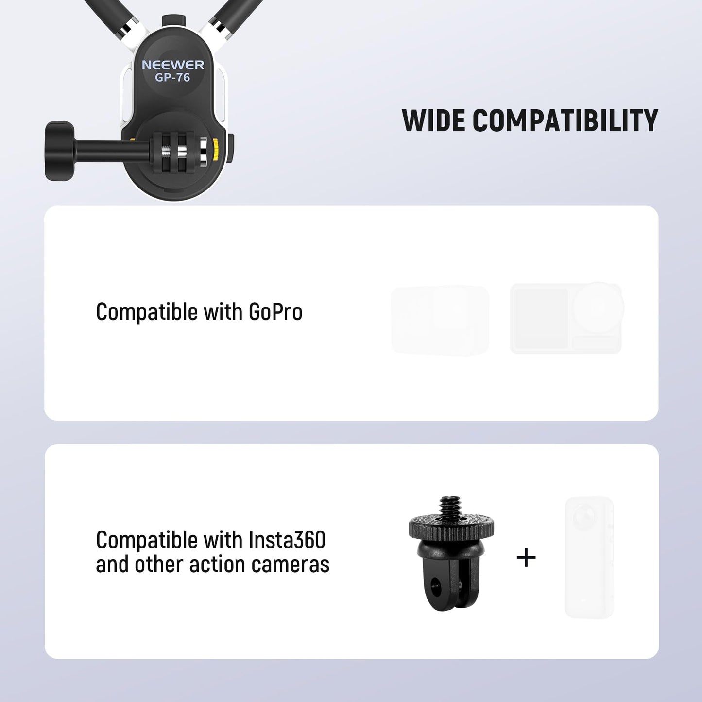 NEEWER GP-76 Magnetic Neck Mount Compatible with GoPro DJI Action Cameras, Quick Release Neck Holder with Air Cushion & Adjustable Chest Strap