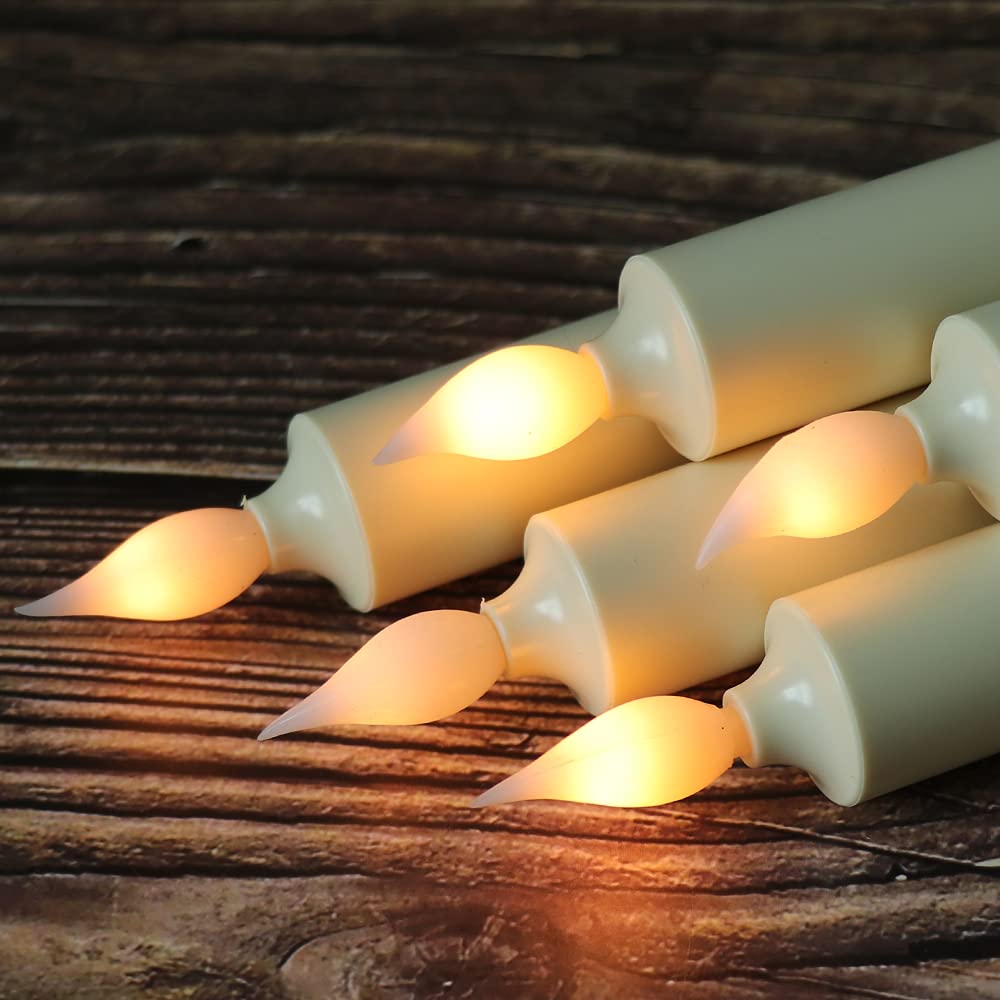 DRomance Flameless Window Candles with Remote and Timer, Battery Operated LED Taper Candles with Suction Cups Set of 6 Christmas Window Candle Holiday