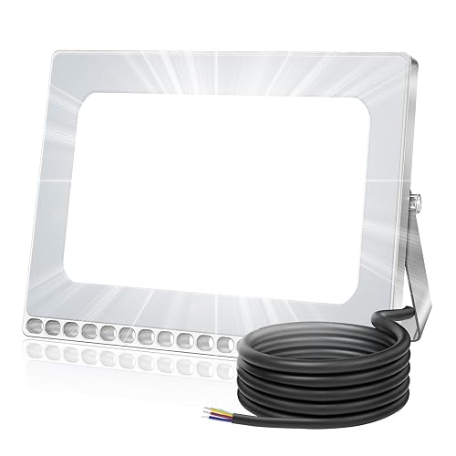 Viugreum 100W LED Flood Light, 8000LM Super Bright Outdoor Floodlights, New Slim Design, IP67 Waterproof Daylight White (6000-6500K), Security Wall