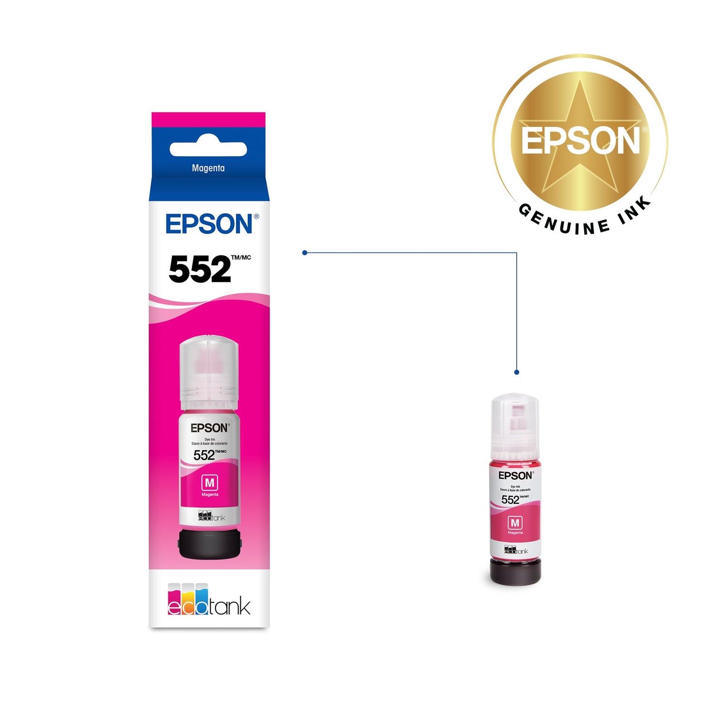 Epson 552 EcoTank Ink Ultra-high Capacity Bottle Magenta (T552320-S) Works with ET-8500, 8550