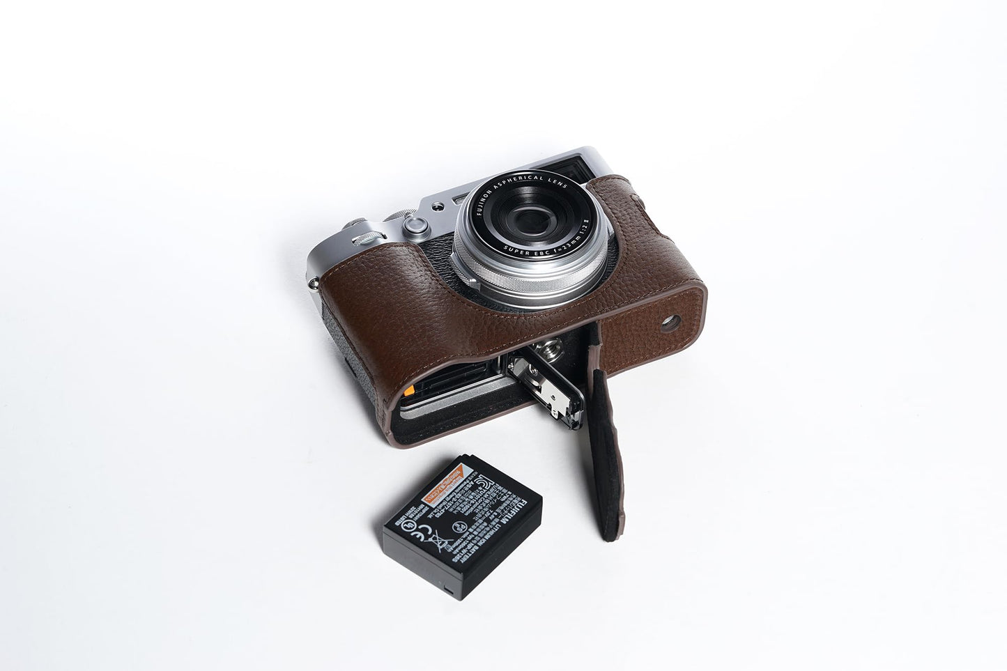 X100VI Camera Case, BMAOLLONGB Handmade Genuine Real Leather Half Camera Case Bag Cover for Fujifilm Fuji X100VI Camera Bottom Opening Version + Hand