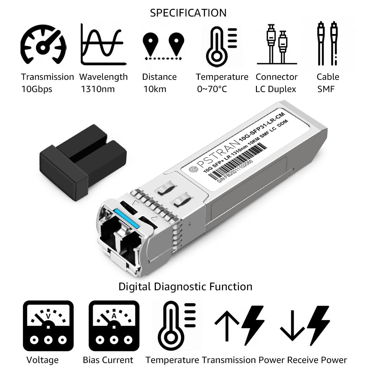 OPSTRAN 10GBASE-LR SFP+ Optical Transceiver Module Compatible with Cisco Meraki MA-SFP-10GB-LR 10G SFP+ LR 1310nm 10km DDM Duplex LC SMF