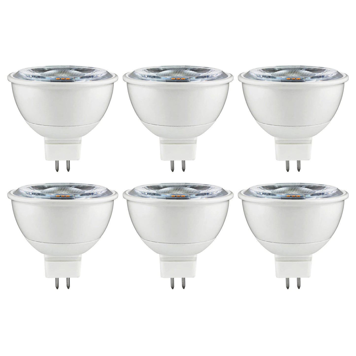 Sunlite 6 Pack MR16 LED Bulb, 12 Volt, Mini Quartz Reflector, 7 Watt, 2700K Warm White, 550 Lumens, 80+ CRI, GU5.3 Base, 25,000 Hour Long Life