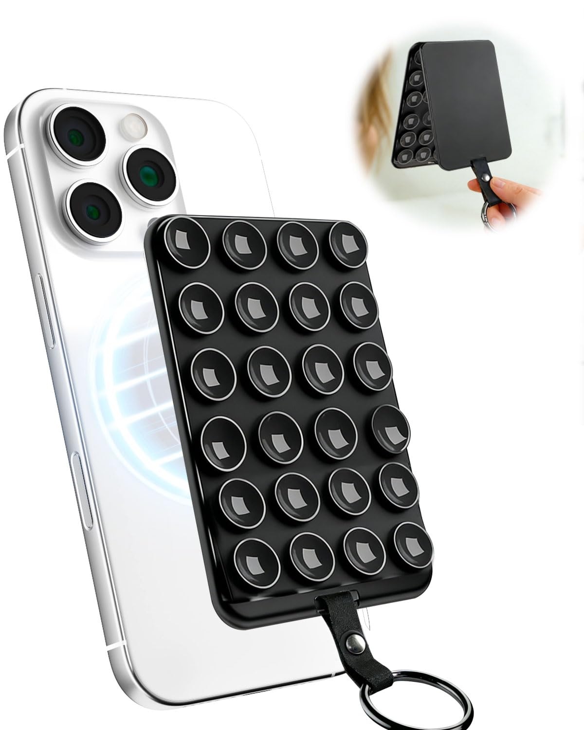 YIUS Magnetic Suction Phone Mount for MagSafe Case, Removable Sticky Phone Grip Holder for Hands-Free Makeup/Selfie/Live Streaming/Vlog for TikTok