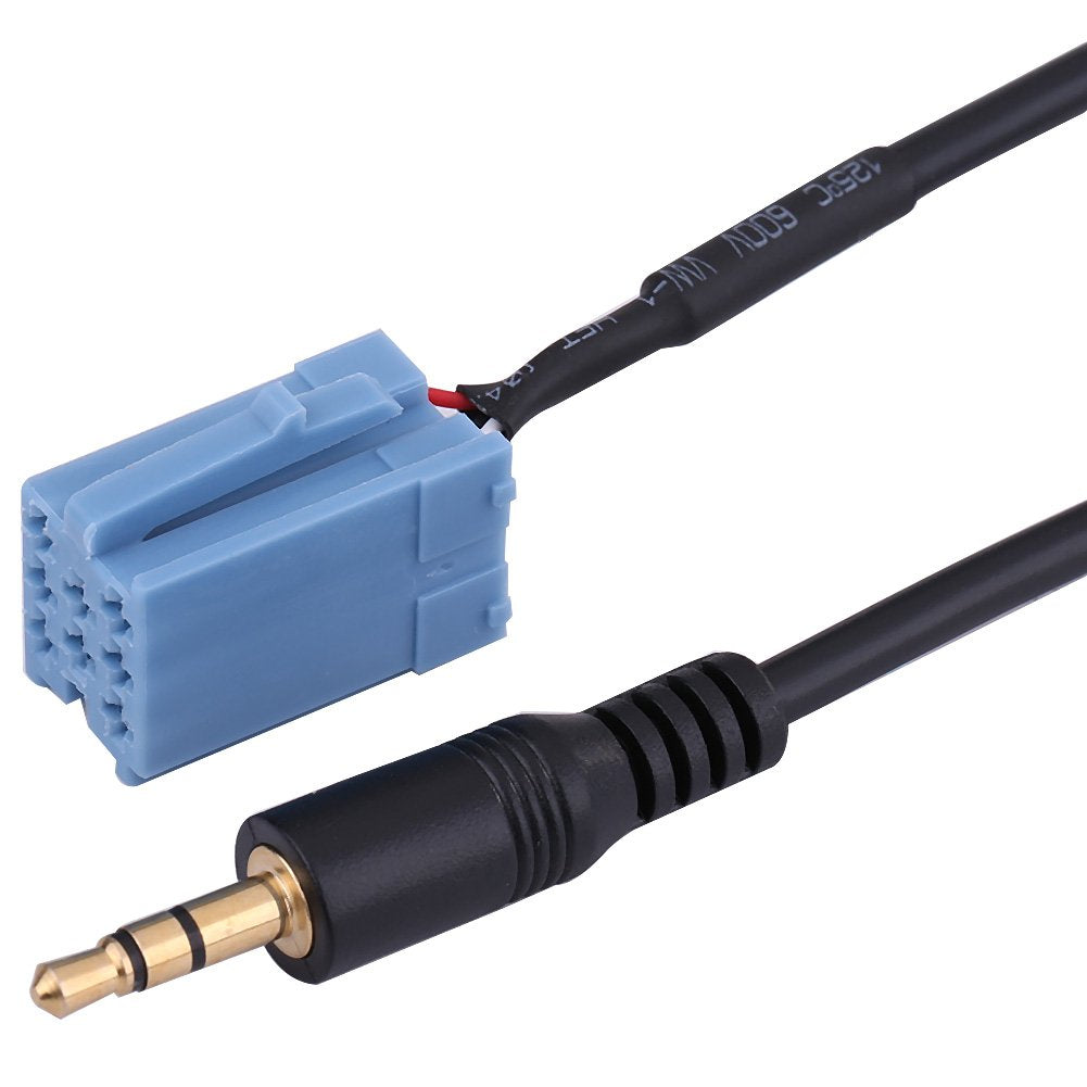 Qiilu Car o Adapter Cable, AUX Cable Music Interface Adapter 3.5 mm Jack 150cm Length Compatible for// B5///Blaupunkt