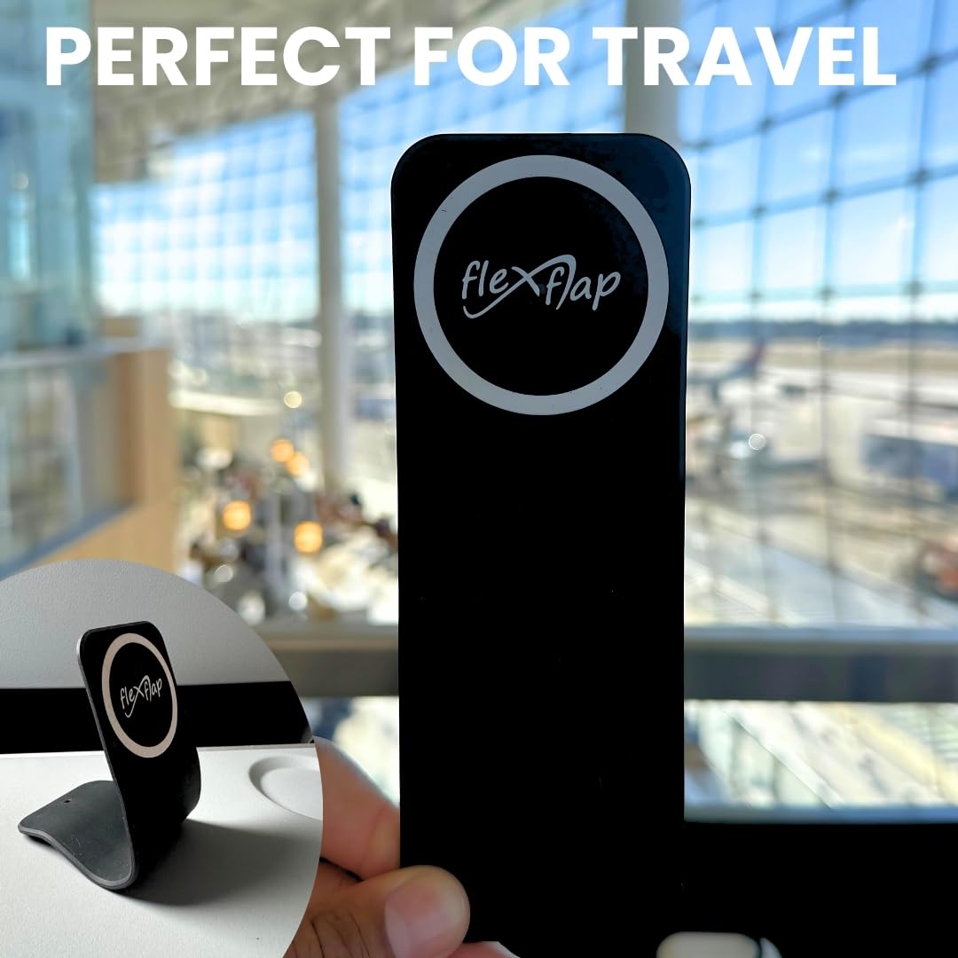 Flex Flap Mag Safe Phone Stand Airplane Travel Essentials for Flying Cell Phone Holder with Mag Safe Magnet & Flexible Silicone Stand for Desk